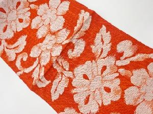 リサイクル　手織り真綿紬草花模様織出し名古屋帯